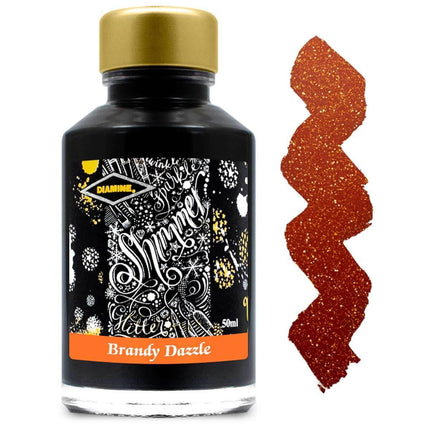 Diamine Fountain Pen Ink Bottle - Shimmer, Brandy Dazzle, 50 ml | 9007 ,