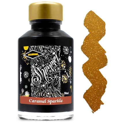 Diamine Fountain Pen Ink Bottle - Shimmer, Caramel Sparkle, 50 ml | 9010 ,