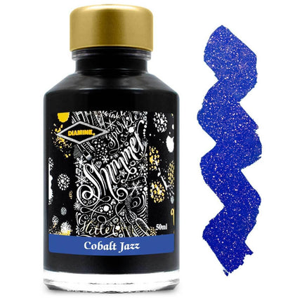 Diamine Fountain Pen Ink Bottle - Shimmer, Cobalt Jazz, 50 ml | 9025 ,