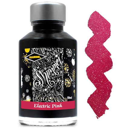 Diamine Fountain Pen Ink Bottle - Shimmer, Electric Pink, 50 ml | 9026 ,