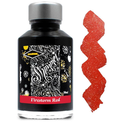 Diamine Fountain Pen Ink Bottle - Shimmer, Firestorm Red, 50 ml | 9014 ,