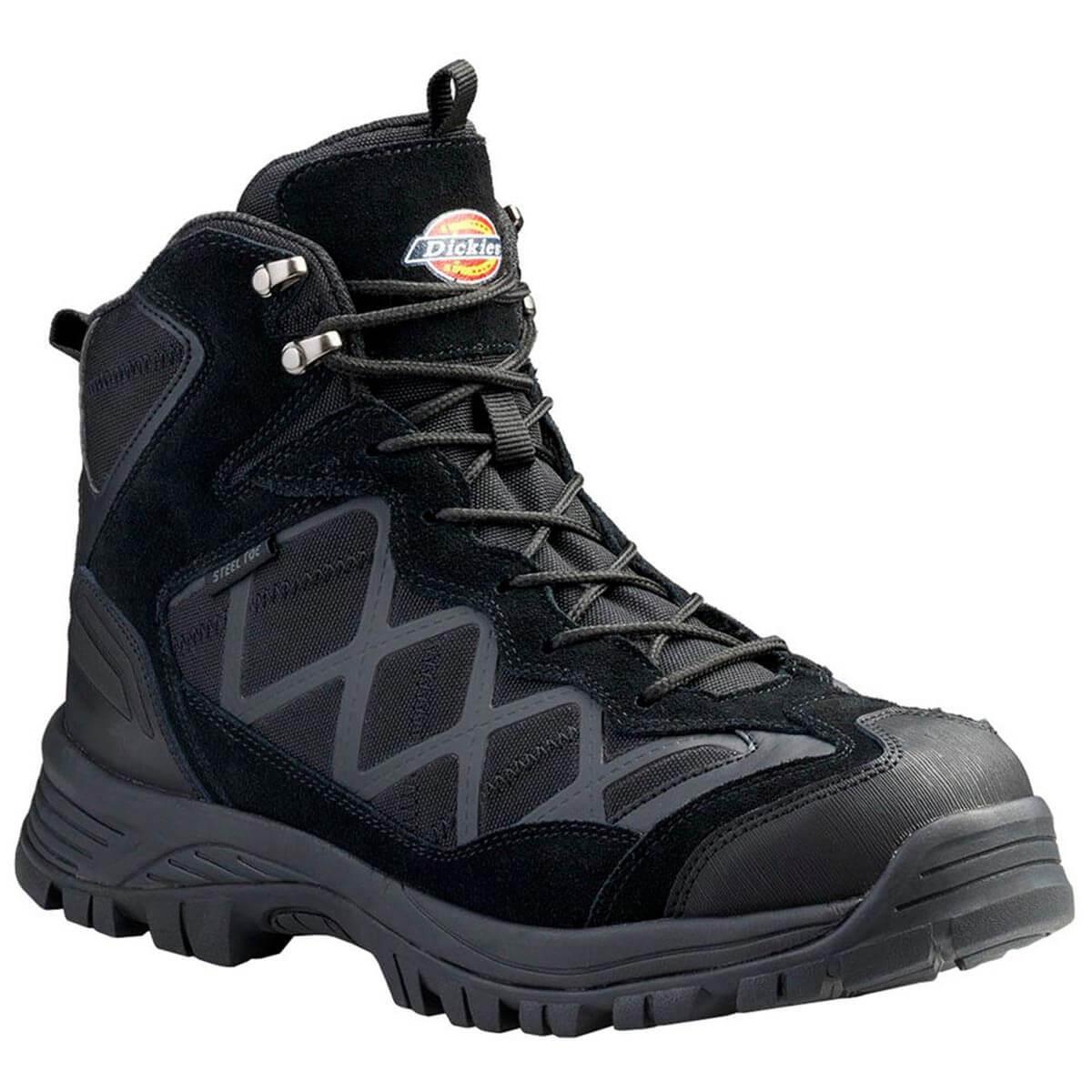 Dickies Men's Work Boots Frontier Black Hike Steel Toe Medium DK505003BLK