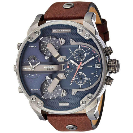 Diesel Men's Chronograph Watch - Mr. Daddy 2.0 Brown Leather Strap | DZ7314 ,