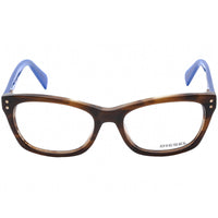 Diesel Women's Eyeglasses - Dark Havana/Blue Rectangular Shaped Frame | DL5073 050 ,