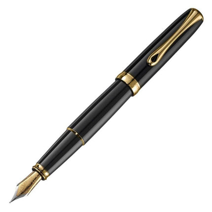 Diplomat Excellence A2 Fountain Pen - Black Lacquer with Gold Trim ,