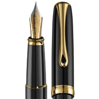 Diplomat Excellence A2 Fountain Pen - Black Lacquer with Gold Trim ,