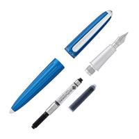 Diplomat Fountain Pen - Aero Blue Glossy Aluminum with Steel Broad Nib | D40306028 ,