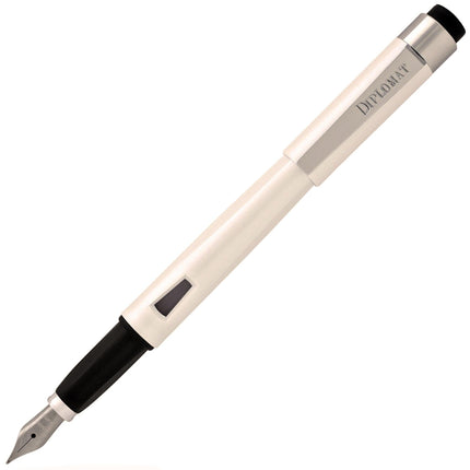 Diplomat Fountain Pen - Magnum Pearl White Resin Black Grip, Medium Nib | D40901025 ,