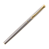 Diplomat Traveller Fountain Pen - Stainless Steel with Gold Trim ,