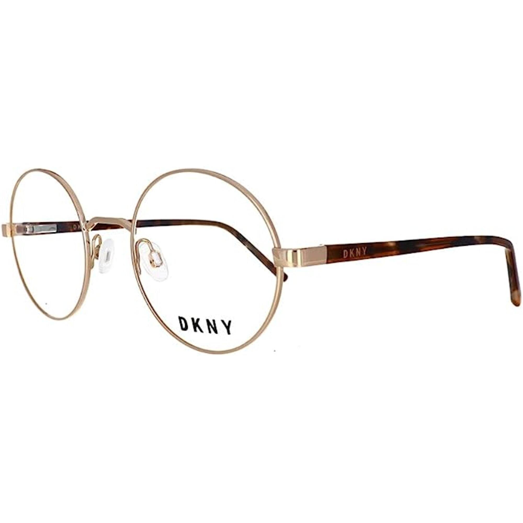 DKNY Women's Eyeglasses Rose Gold Round Full-Rim Metal Frame DKNY