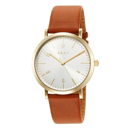 DKNY Women's Strap Watch - Minetta Quartz Silver Dial Brown Leather | NY2613 ,