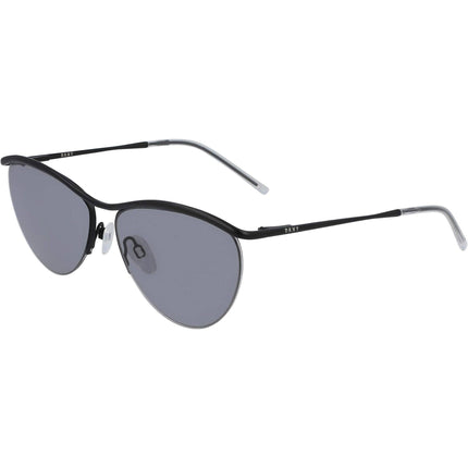 Dkny Women's Sunglasses - Black Metal Half Rim Frame Grey Lens | DKNY DK107S 001 ,
