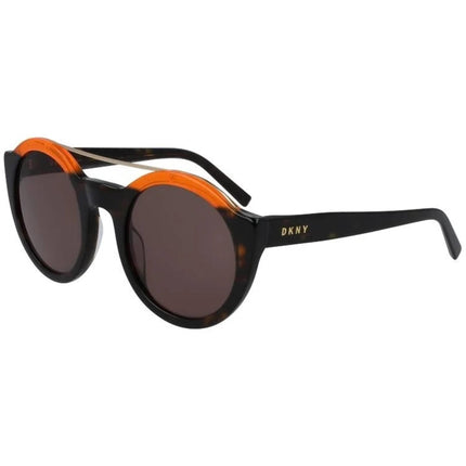 Dkny Women's Sunglasses - Dark Tort Neon Orange Plastic Round Frame | DKNY DK530S 237 ,