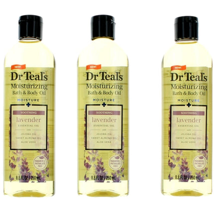 Dr. Teal's Unisex Bath and Body Oil - 3 Pack Soothing Lavender Moisturizing, 8.8oz ,