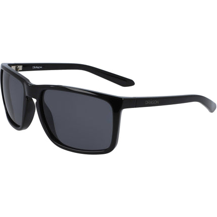Dragon Men's Sunglasses - Shiny Black Rectangular Frame Smoke Lens | DR MELEE XL 1 ,