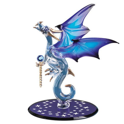 Dragon with Stars Crystal Accented Glass Figurine ,