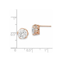 10K Tiara Collection Rose Gold Polished CZ Post Earrings ,