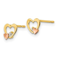 Madi K Kid's 14k Yellow & Rose Gold CZ Heart Post Earrings ,