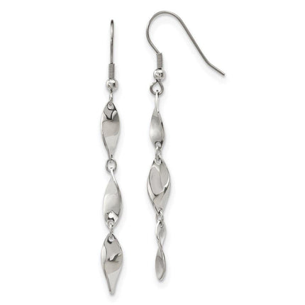 Stainless Steel Polished Dangle Shepherd Hook Earrings ,