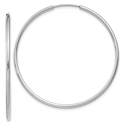 14k White Gold 1.5mm Polished Endless Hoop Earrings ,