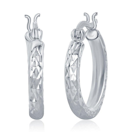 Sterling Silver Small D-C Hoop Earrings ,