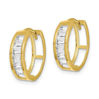 10K CZ Hinged Hoop Earrings ,