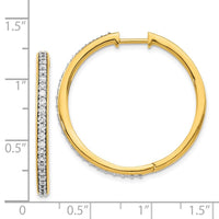 14k Yellow Gold Diamond Hoop Earrings ,