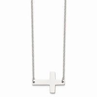 Stainless Steel Polished Sideways Cross Necklace ,