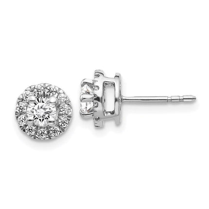 14k White Gold Diamond Cluster Post Earrings ,