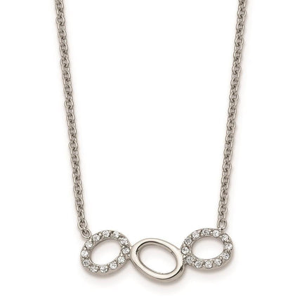 Stainless Steel Polished CZ Necklace ,