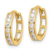 14K CZ Hinged Hoop Earrings ,