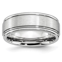 Cobalt Satin and Polished Ridged Edge 8mm Band ,