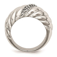 Stainless Steel Polished CZ Ring ,