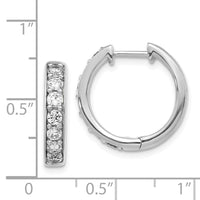 14k White Gold Diamond Hoop Earrings ,