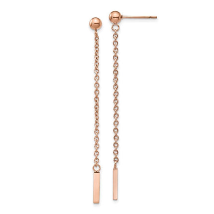 Stainless Steel Polished Rose IP-plated Post Dangle Earrings ,