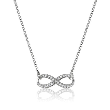 Sterling Silver CZ Infinity Design Necklace ,