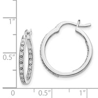 14k White Gold Diamond In/Out Hoop Earrings ,