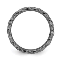 Sterling Silver Stackable Expressions Black-plated Carved ,