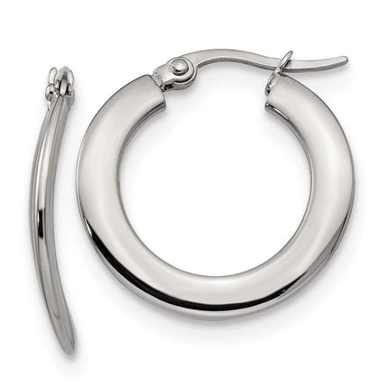 Stainless Steel Polished Hoop Earrings ,