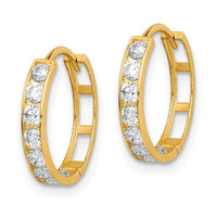 14K CZ Hinged Hoop Earrings ,
