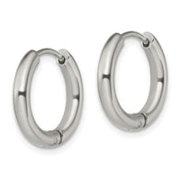 Stainless Steel Polished 3mm Hinged Hoop Earrings ,