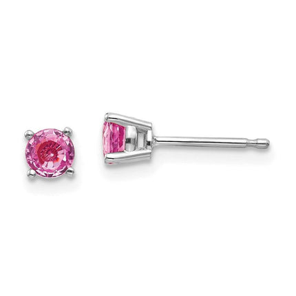 14k White Gold Pink Sapphire Earrings ,