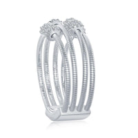 Sterling Silver Designer CZ Ring Bonded with Platinum, Size 7 ,