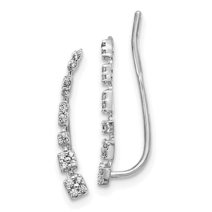 14k White Gold Diamond Earrings ,
