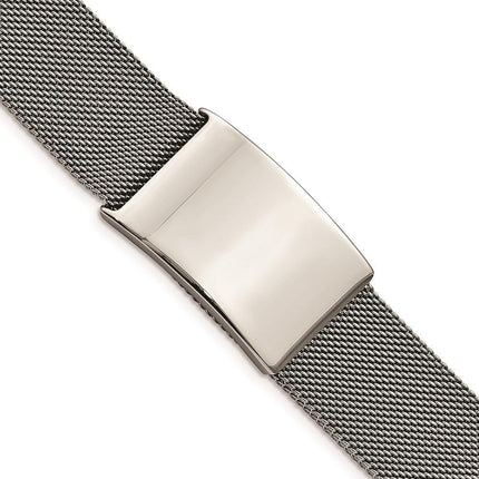 Stainless Steel Polished Mesh Adjustable ID Bracelet ,