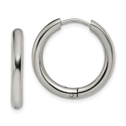 Stainless Steel Polished 3mm Hinged Hoop Earrings ,