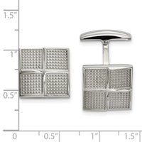 Stainless Steel Polished Textured Square Cufflinks ,
