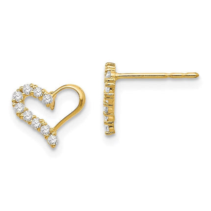 Madi K Kid's 14k CZ Heart Post Earrings ,
