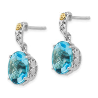 Sterling Silver w/14k Blue Topaz Earrings ,