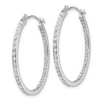 14k White Gold Diamond Fascination Round Hinged Hoop Earrings ,